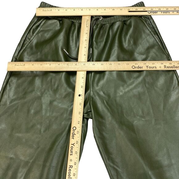 Anthropologie Avec Les Files Faux Leather Jogger Pants Womens Small Green - Picture 3 of 16